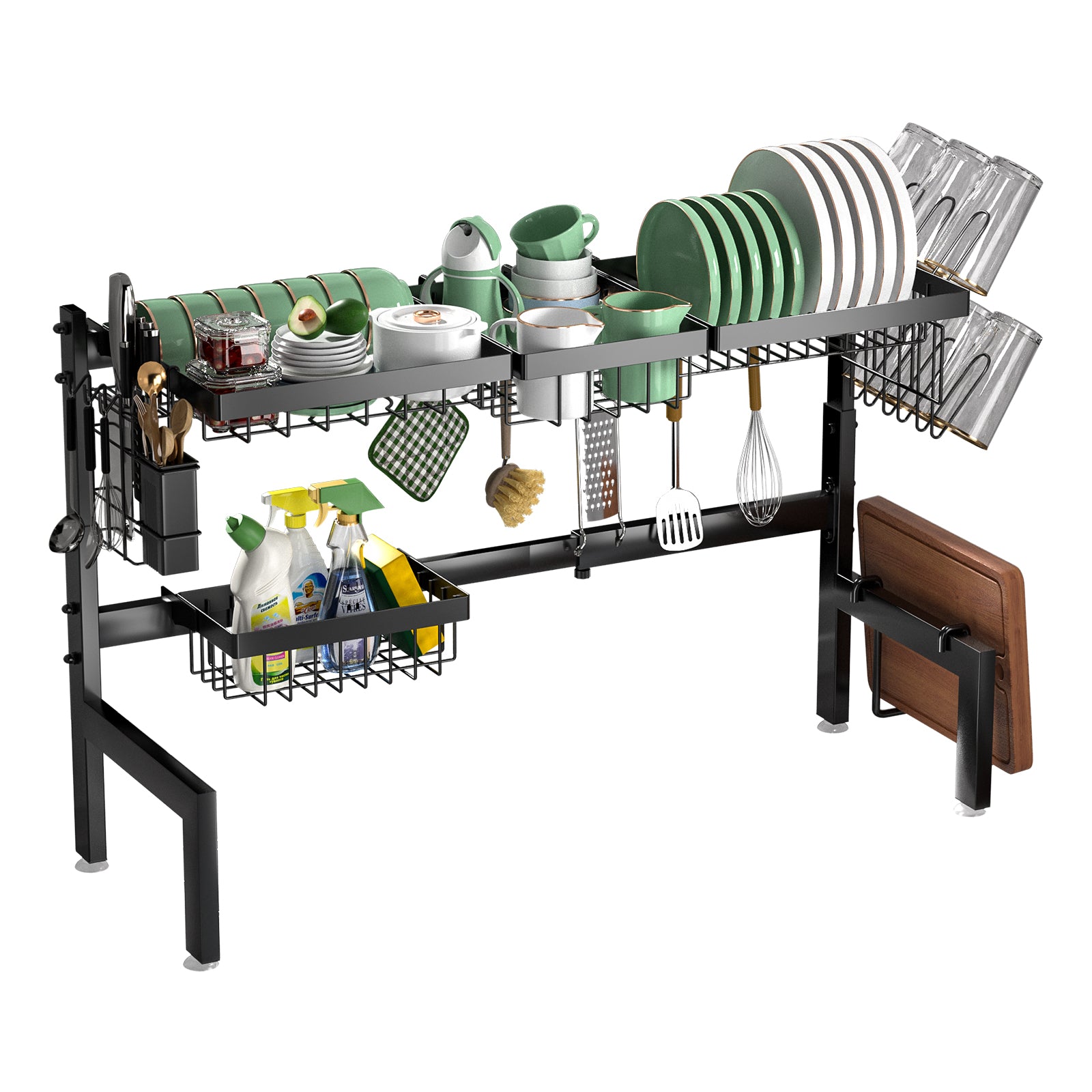 2 Tier Over Sink Dish Drying Rack Length Adjustable