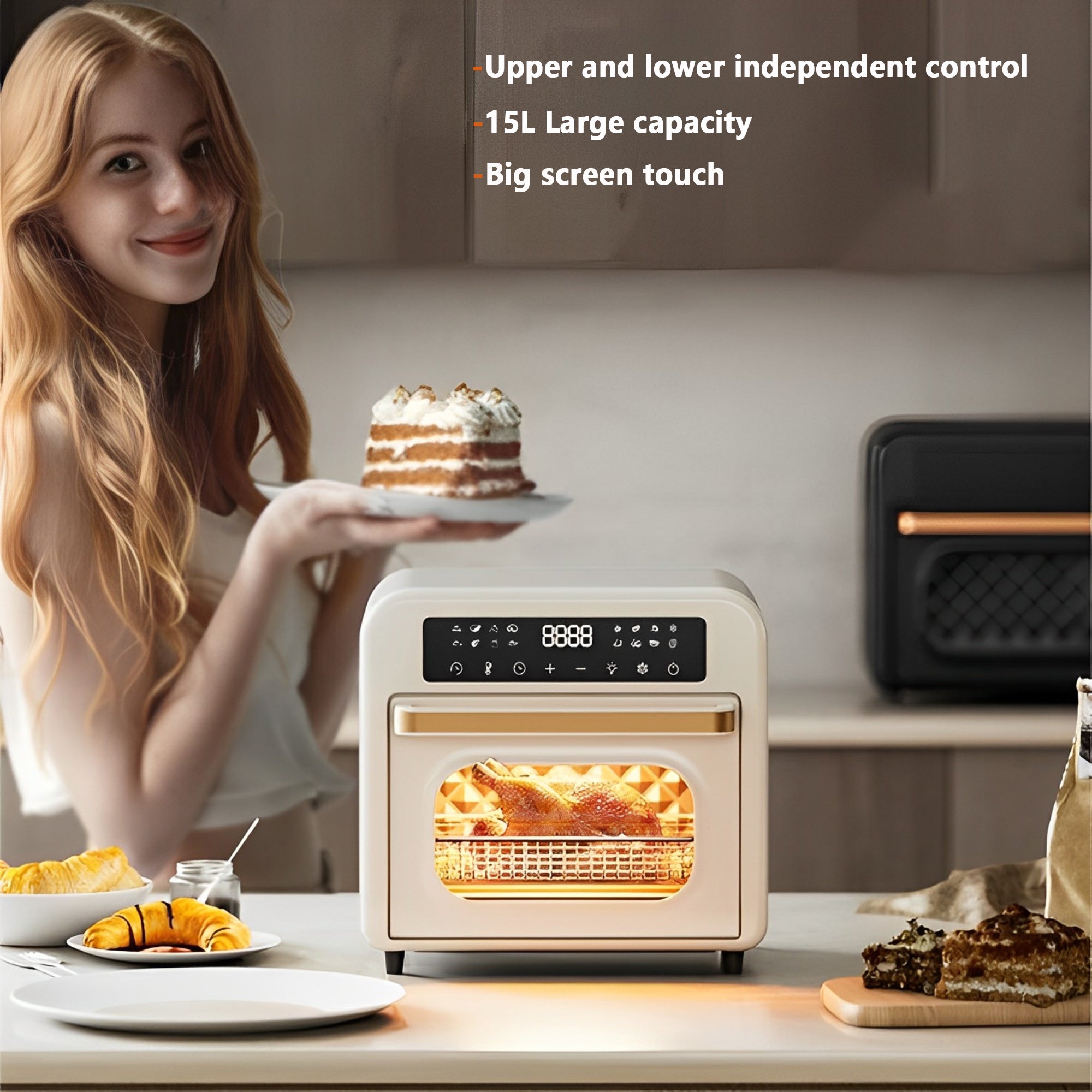 16-in-1 Air Fryer 15.5 Qt Toaster Oven with Oven Mitts