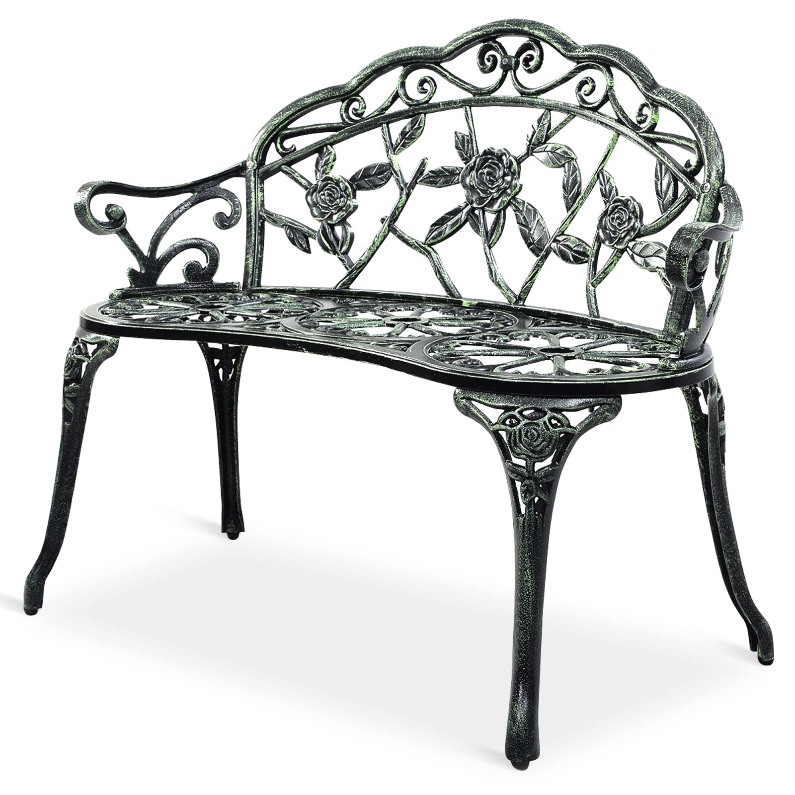 SUGIFT Aluminum Patio Outdoor Garden Bench Chair Loveseat Cast