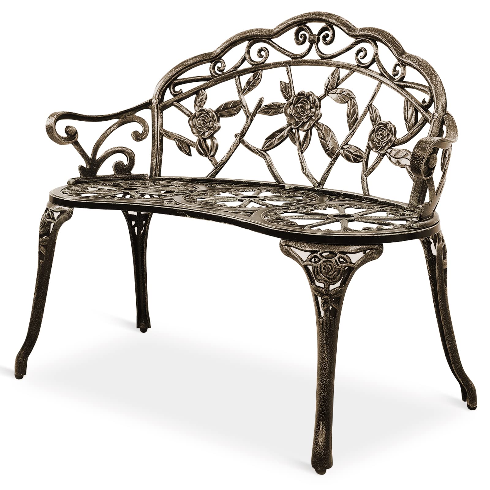 SUGIFT Aluminum Patio Outdoor Garden Bench Chair Loveseat Cast