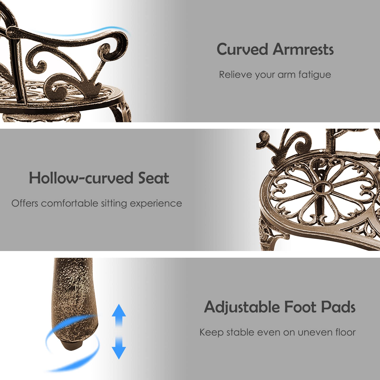 SUGIFT Aluminum Patio Outdoor Garden Bench Chair Loveseat Cast