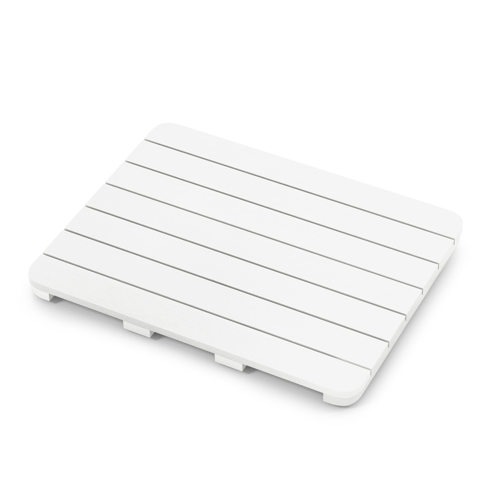 Waterproof HIPS Bath Spa Shower Mat with Non Slip Foot Pads-White