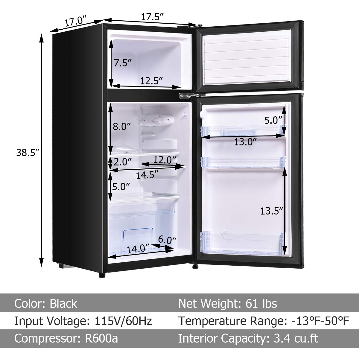 2 Doors Cold-rolled Sheet Compact Refrigerator