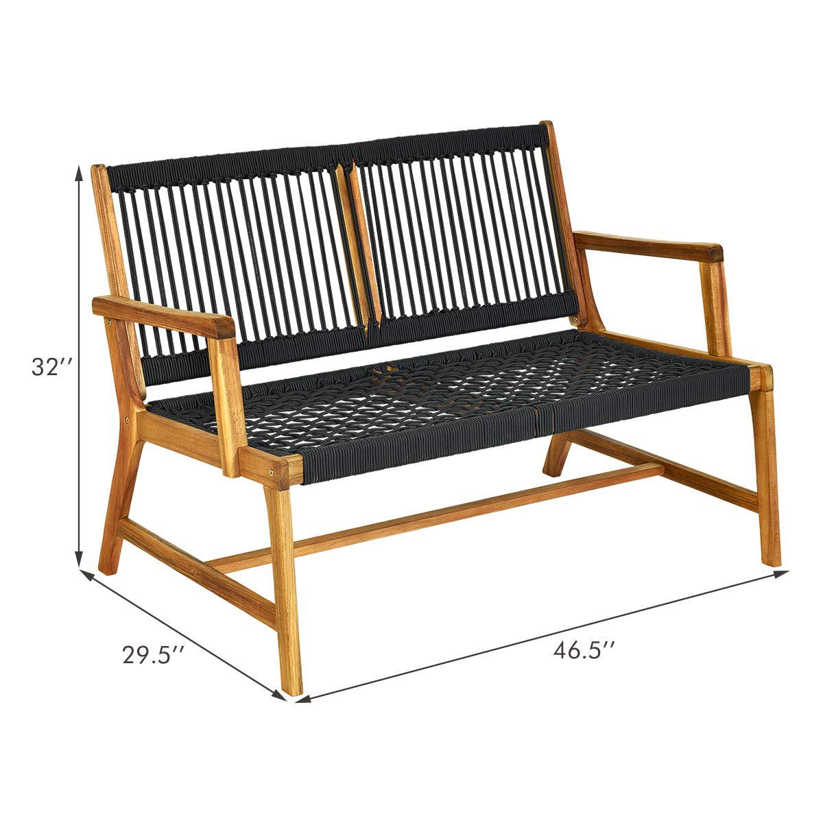 SUGIFT 2-Person Acacia Wood Yard Bench for Balcony and Patio