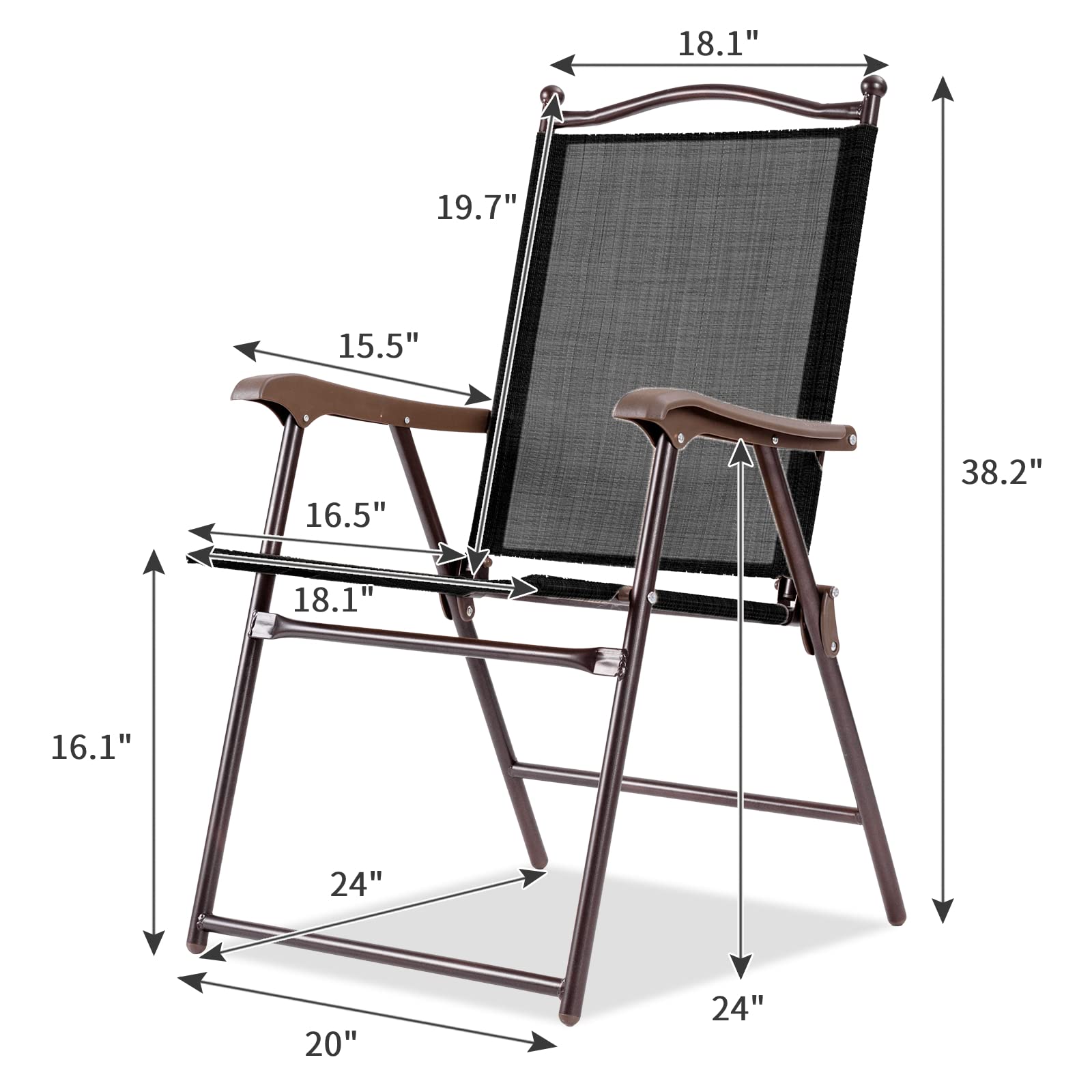 SUGIFT Set of 2 Patio Folding Sling Back Camping Deck Chairs