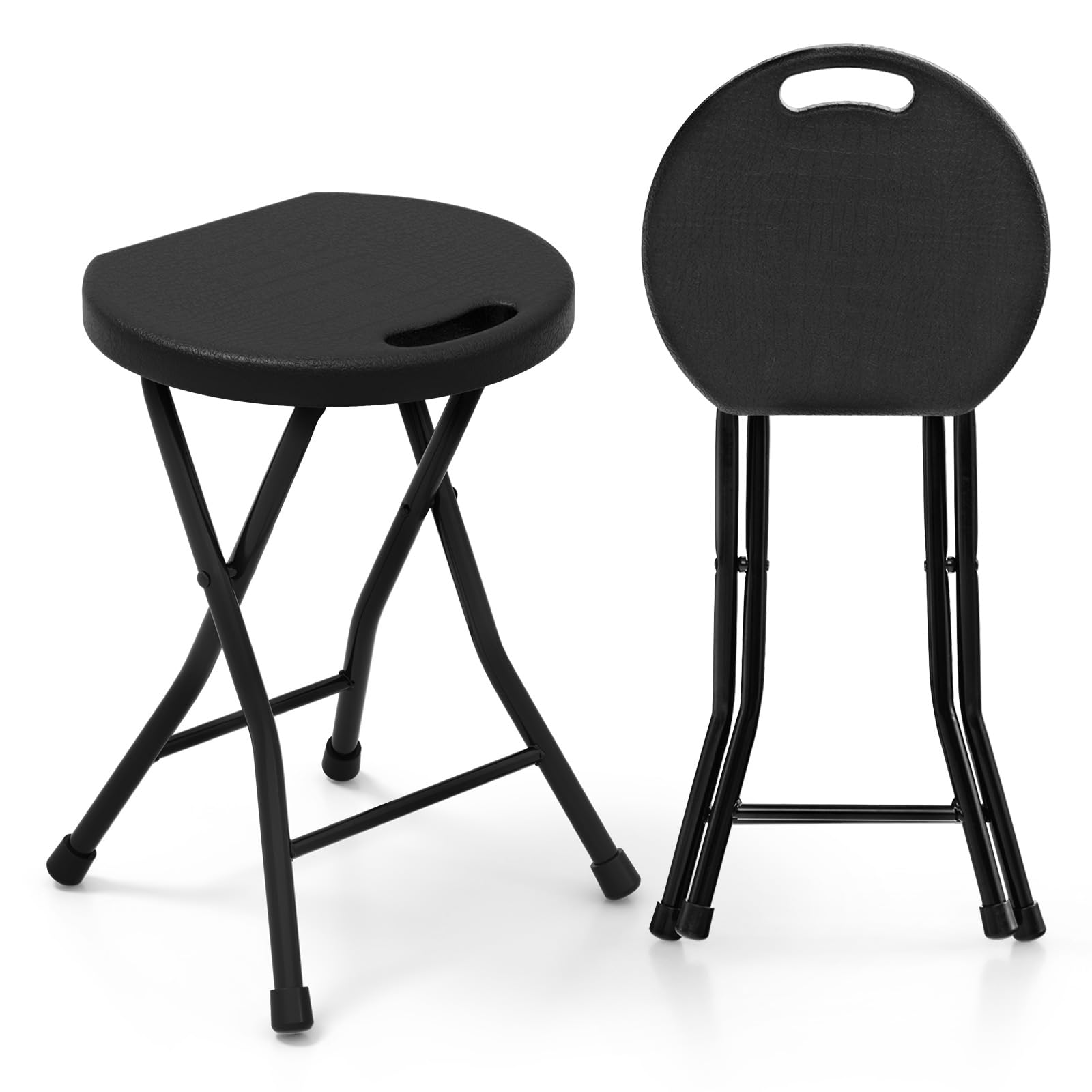 SUGIFT Set of 2 18 Inch Collapsible Round Stools with Handle