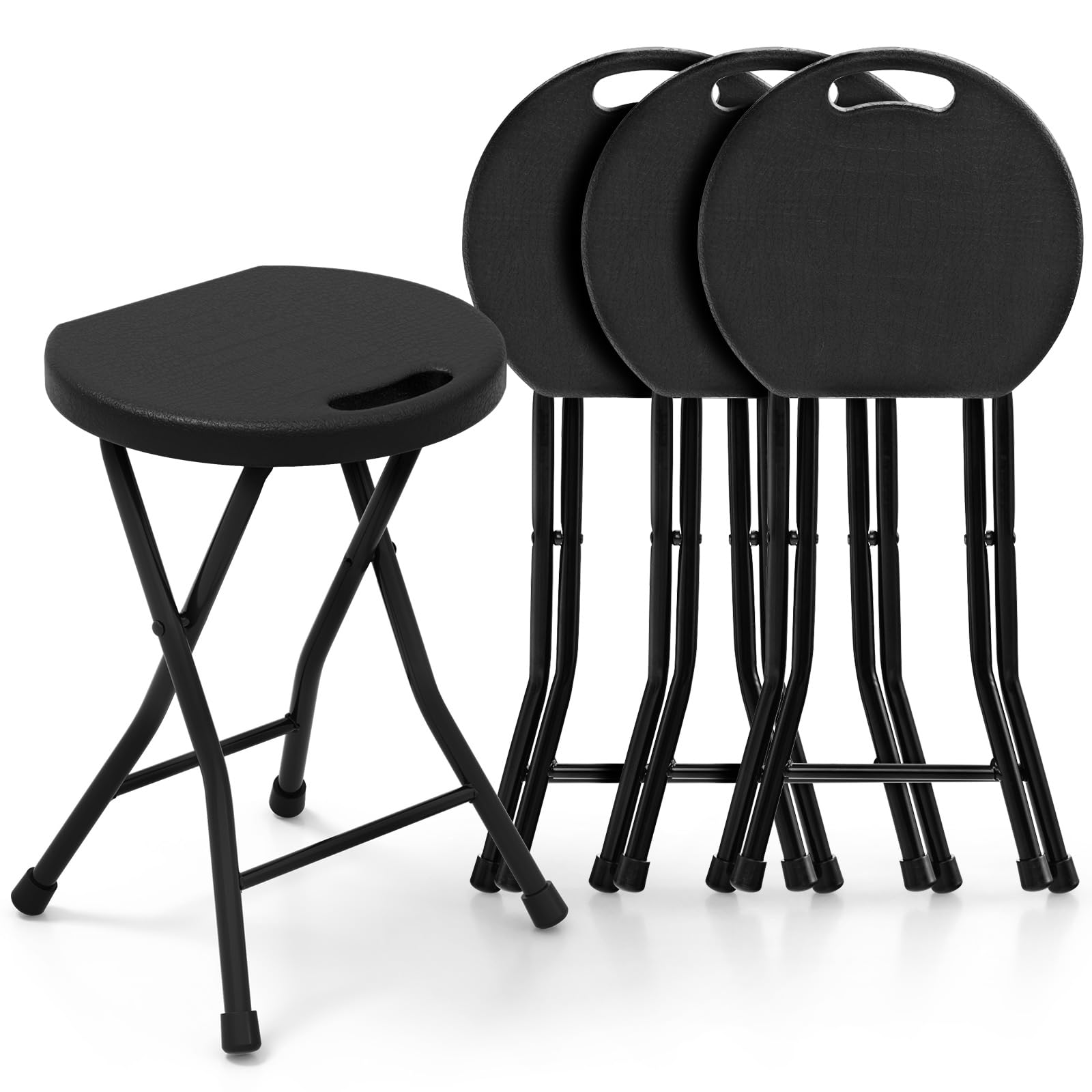 SUGIFT Set of 4 18 Inch Collapsible Round Stools with Handle