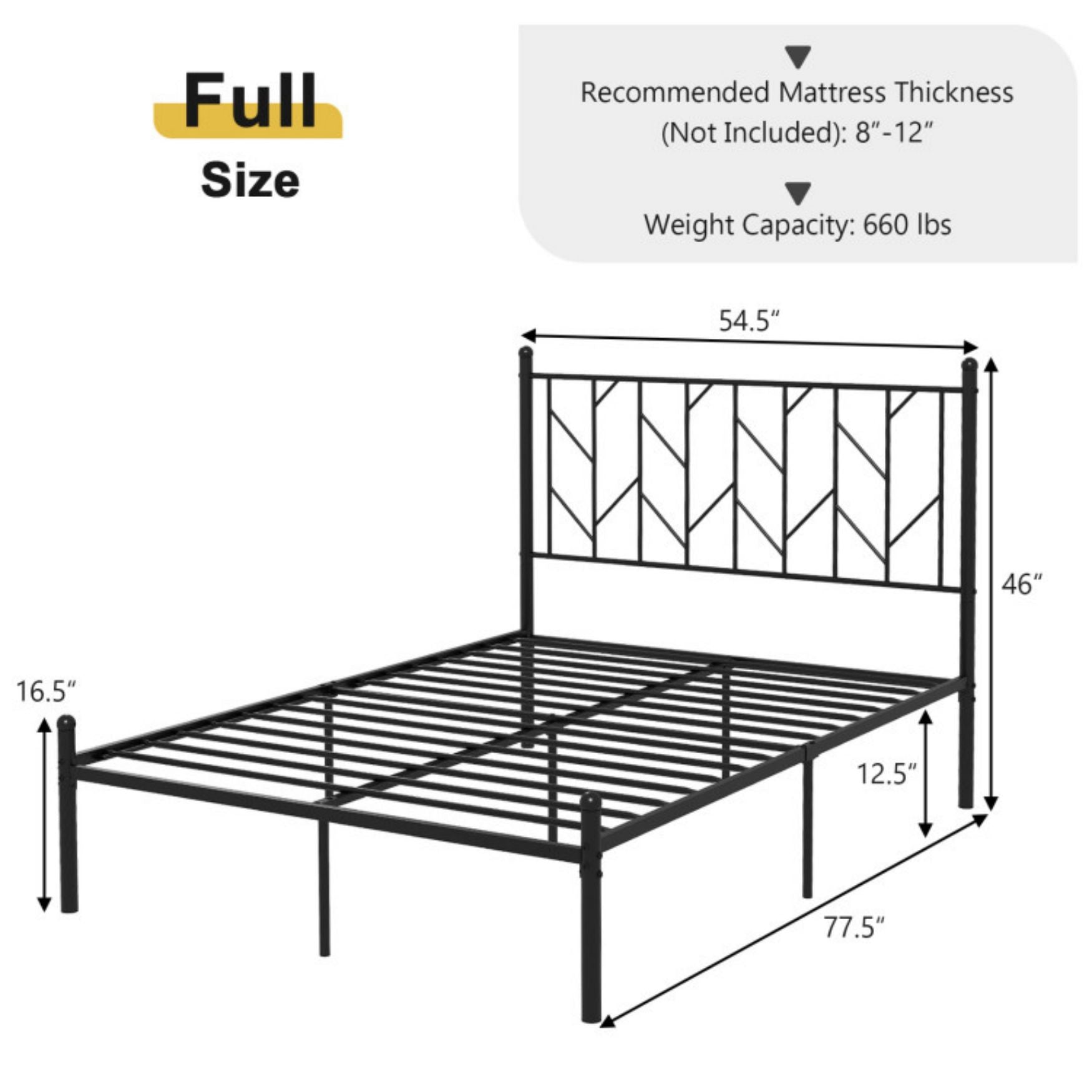 SUGIFT Twin/Full/Queen Size Platform Bed Frame with Sturdy Metal Slat Support
