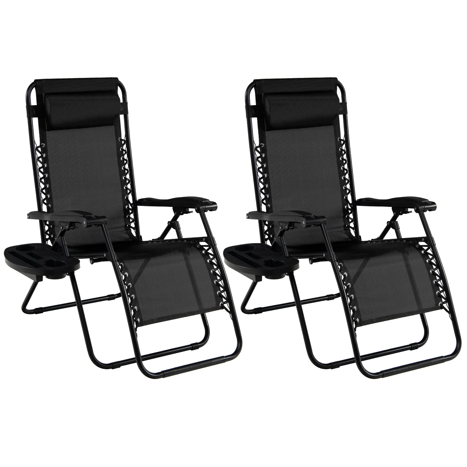 SUGIFT 2 Pieces Folding Lounge Chair with Zero Gravity