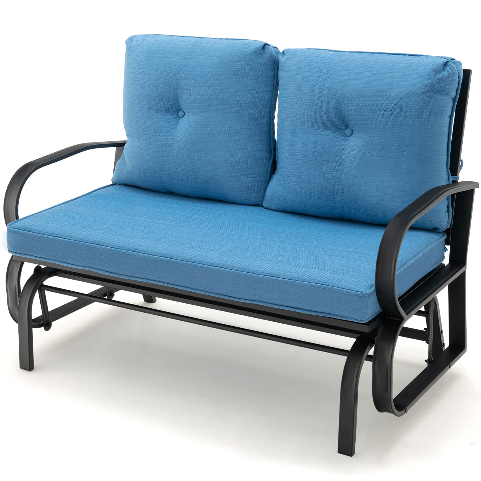SUGIFT Patio 2-Person Glider Bench Rocking Loveseat with Cushioned Armrest