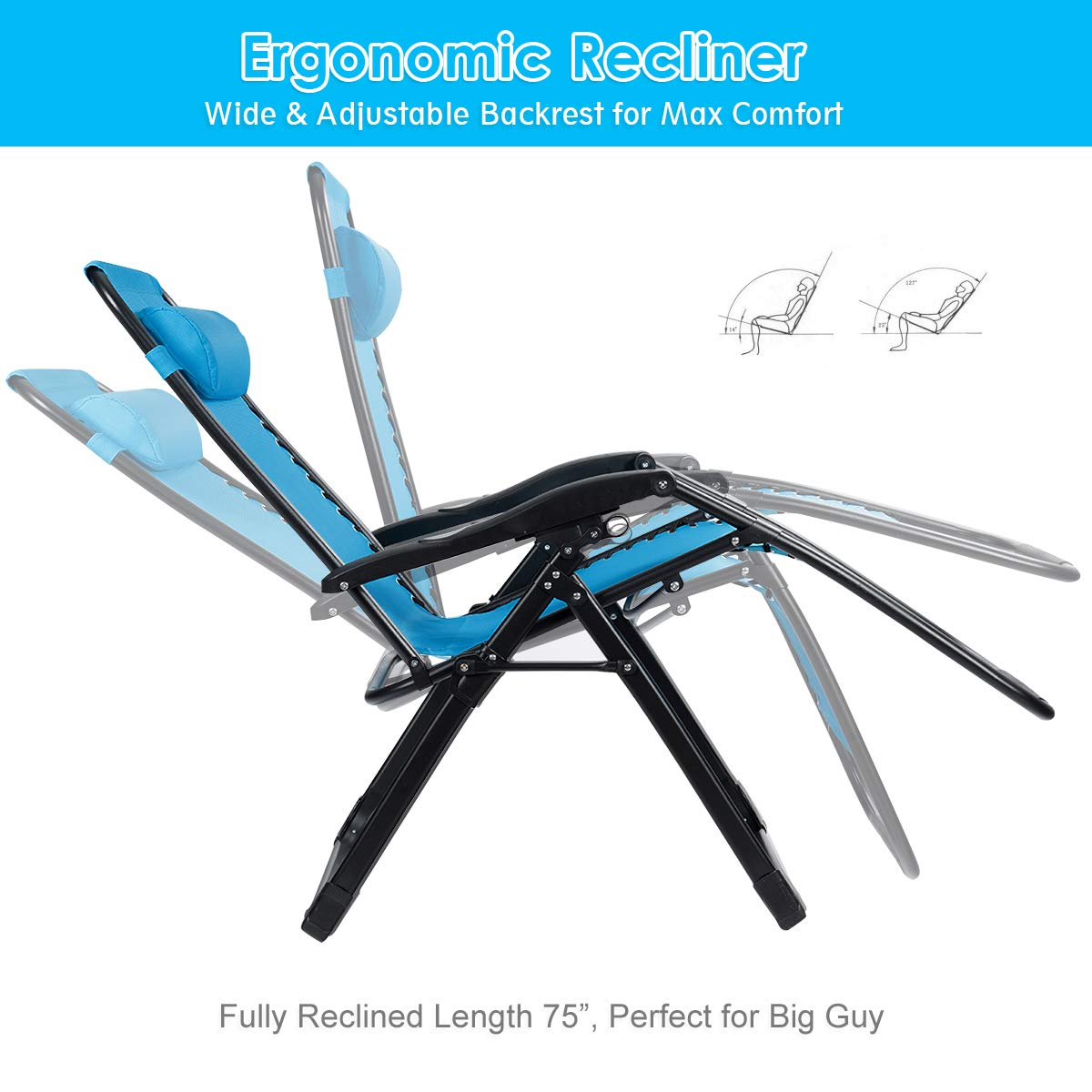 SUGIFT Oversize Lounge Chair with Cup Holder of Heavy Duty for outdoor