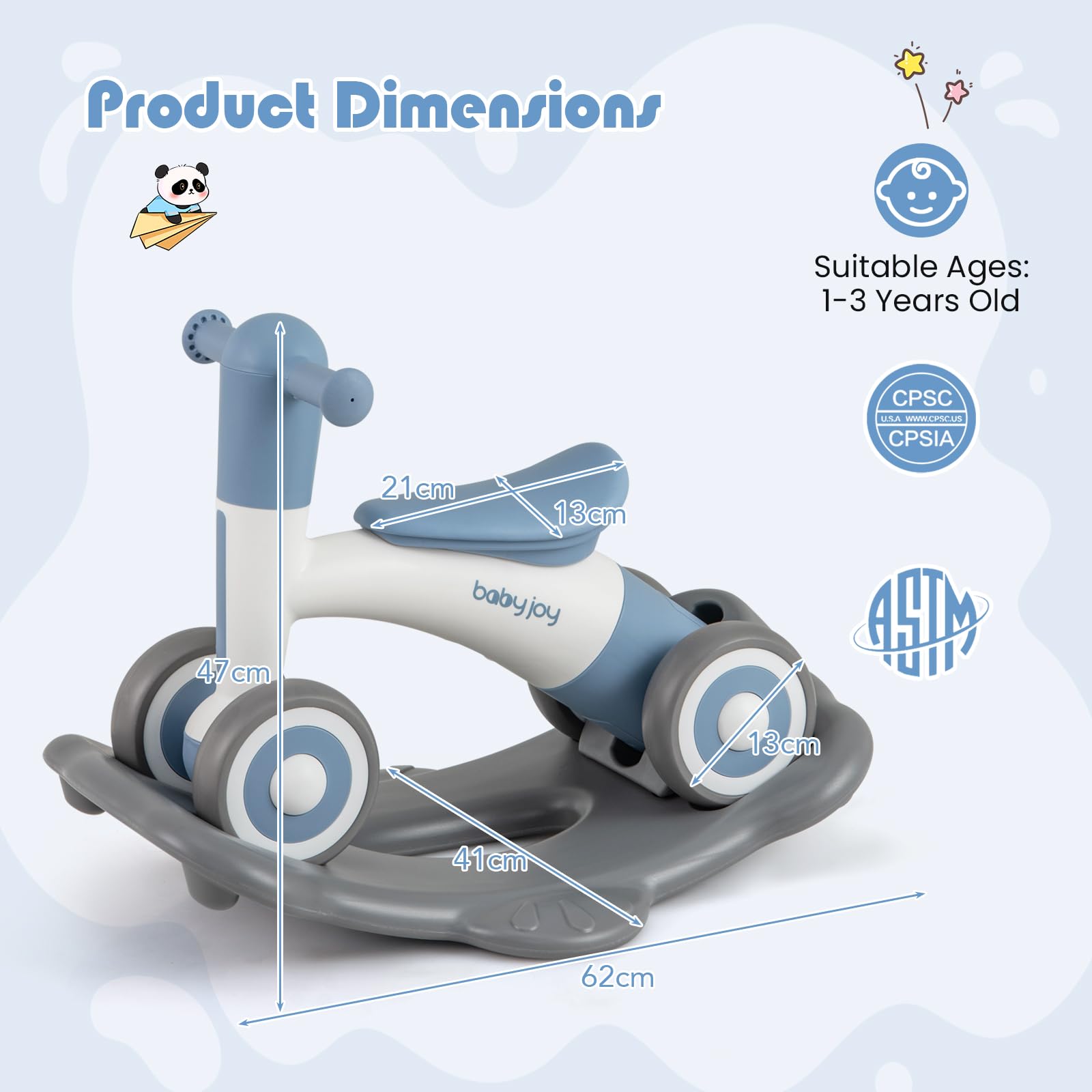 3 in 1 Rocking Horse with Detachable Balance Board and Seat