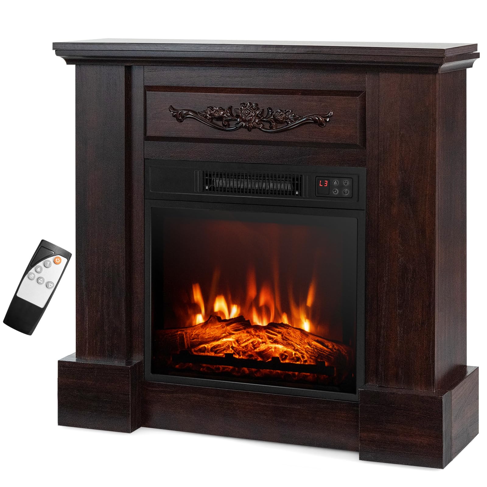 1400W TV Stand Electric Fireplace Mantel with Remote Control-Natural
