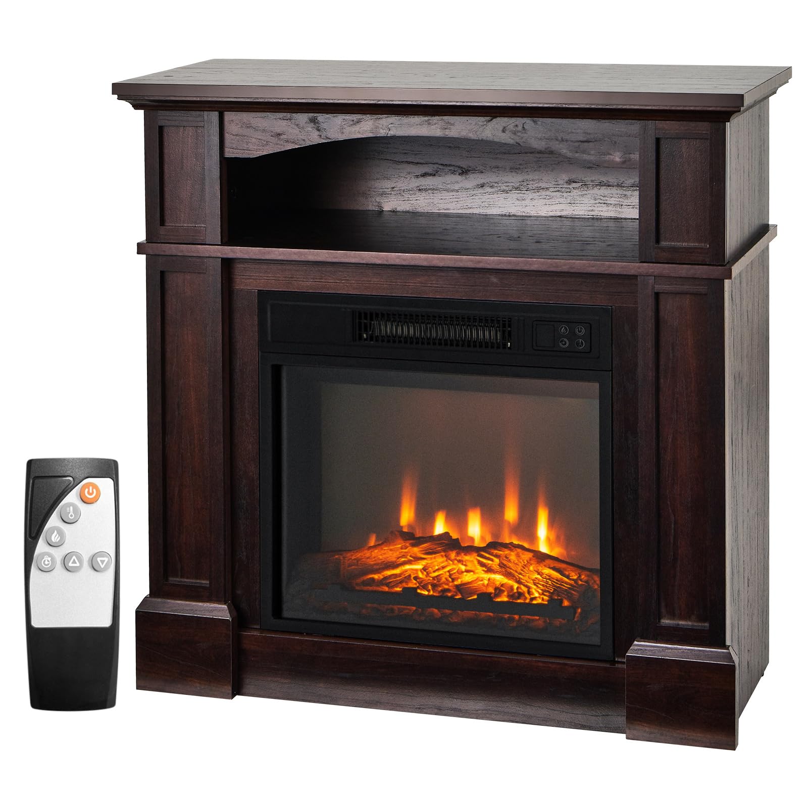 18 Inch 1400W Electric TV Stand Fireplace with Shelf-Natural
