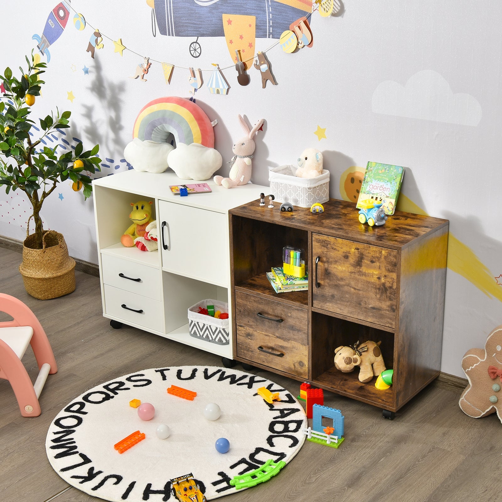 SUGIFT Mobile File Cabinet with Lateral Printer Stand and Storage Shelves