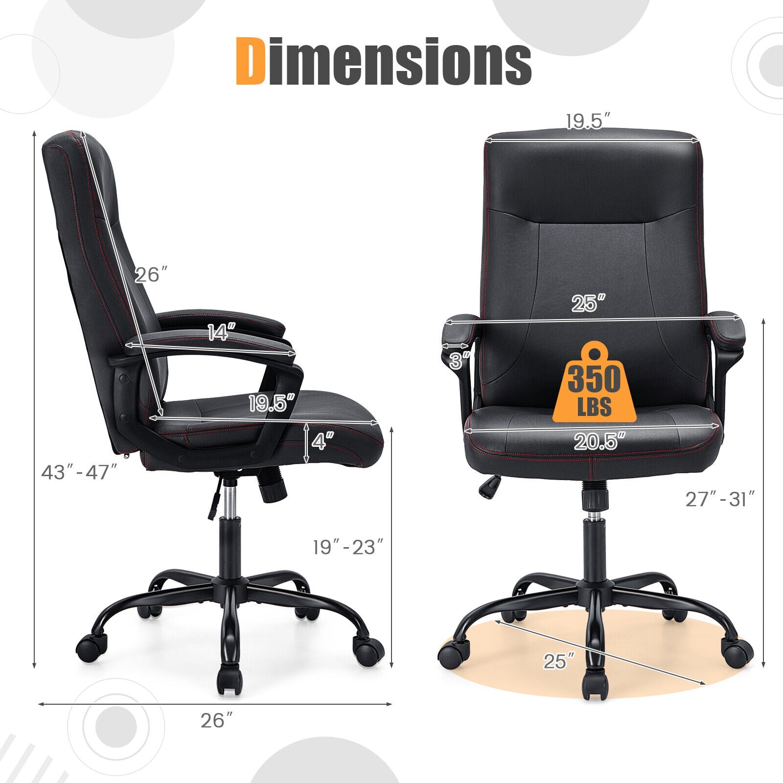 Upholstered Executive Computer Desk Chair with Ergonomic High Back