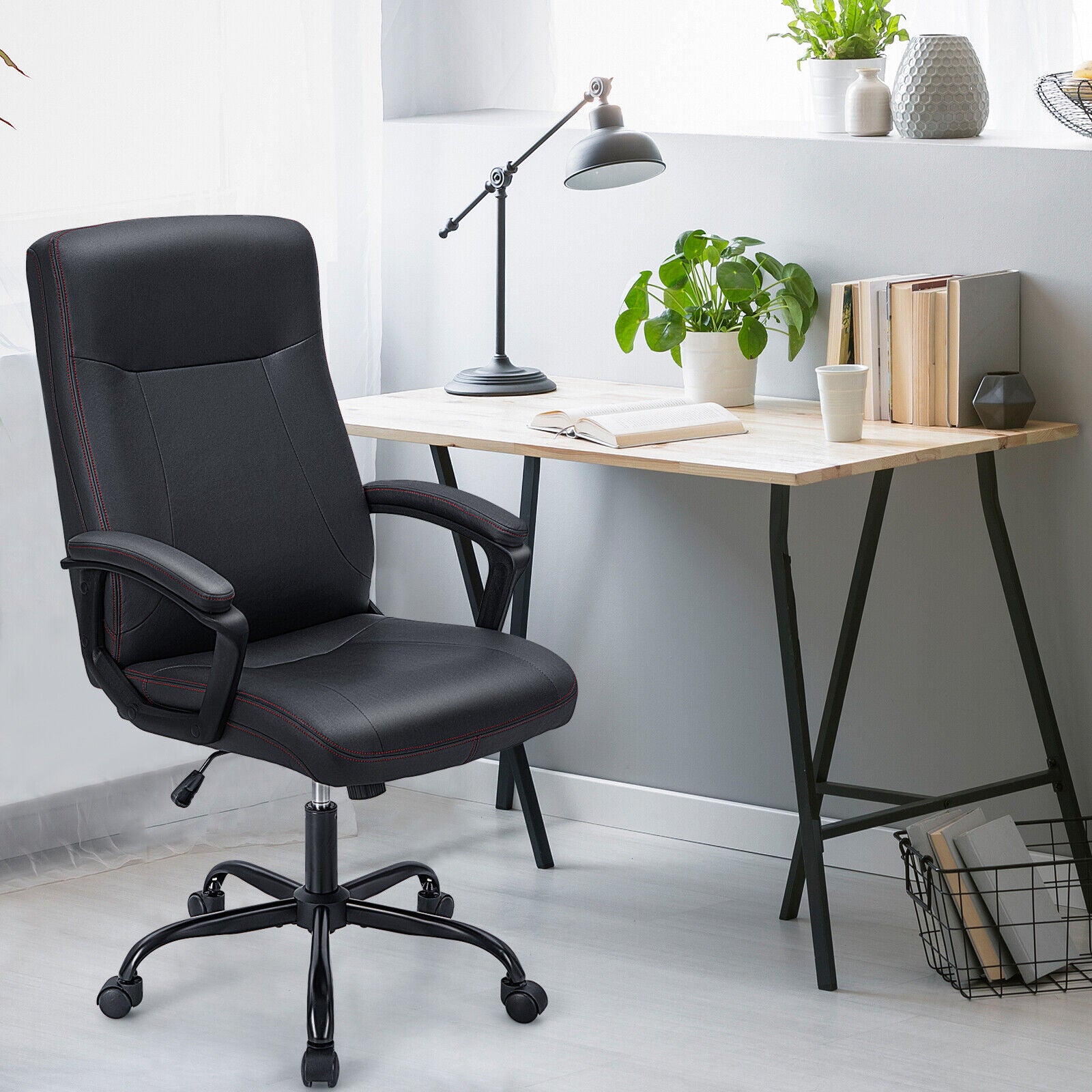 Upholstered Executive Computer Desk Chair with Ergonomic High Back