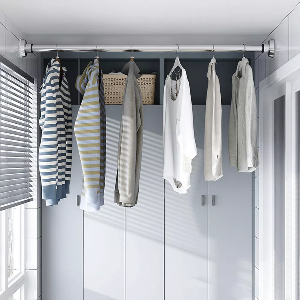 33-55in Adjustable Stainless Steel Tension Curtain Rod - No Drilling