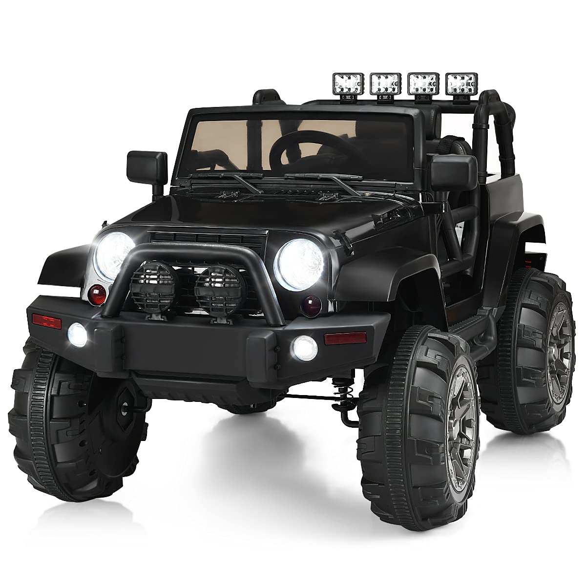 12V Kids Remote Control Riding Truck Car with LED Lights-Black