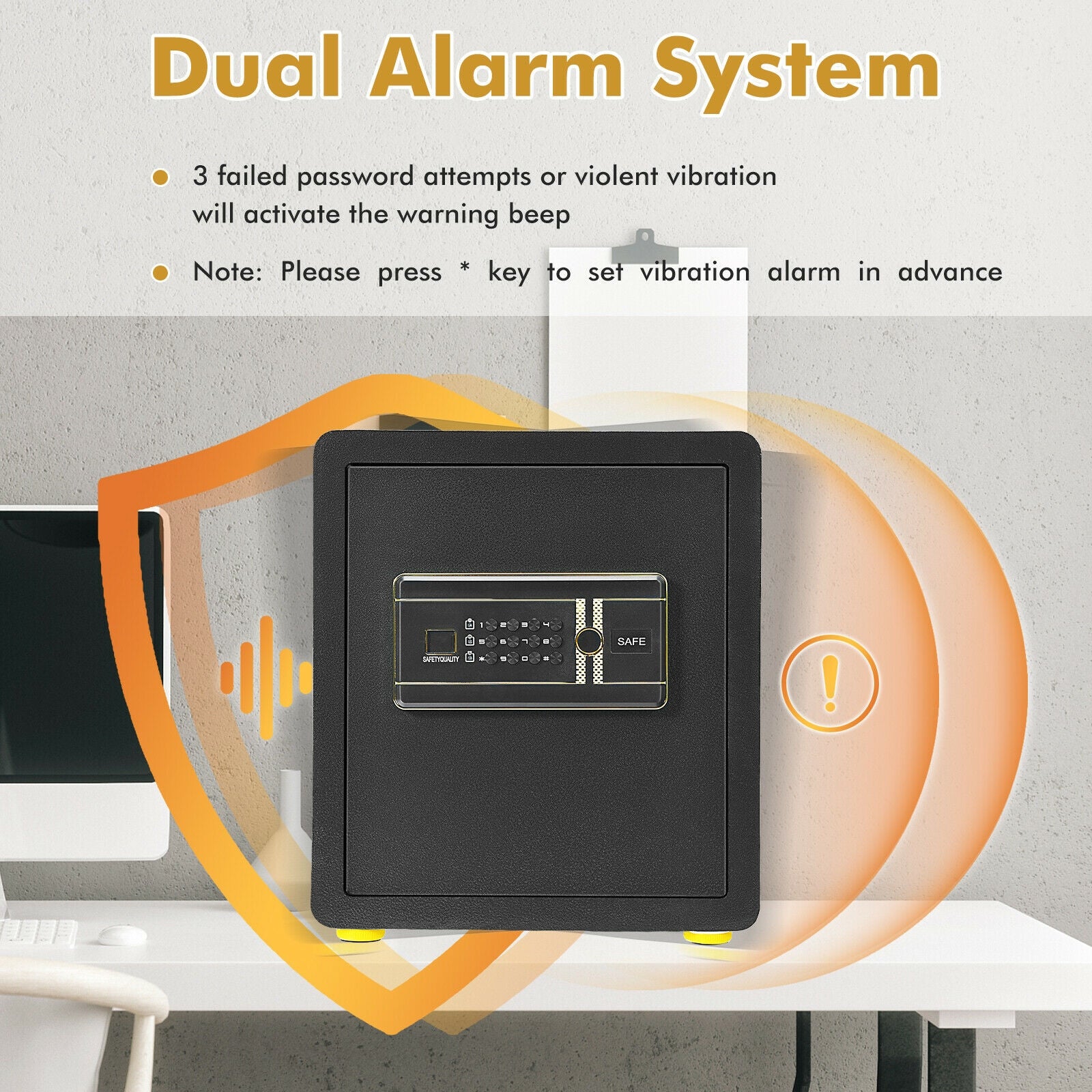 1.25 cu ft Steel Electronic Safe Box with Keypad and Key for Home Office