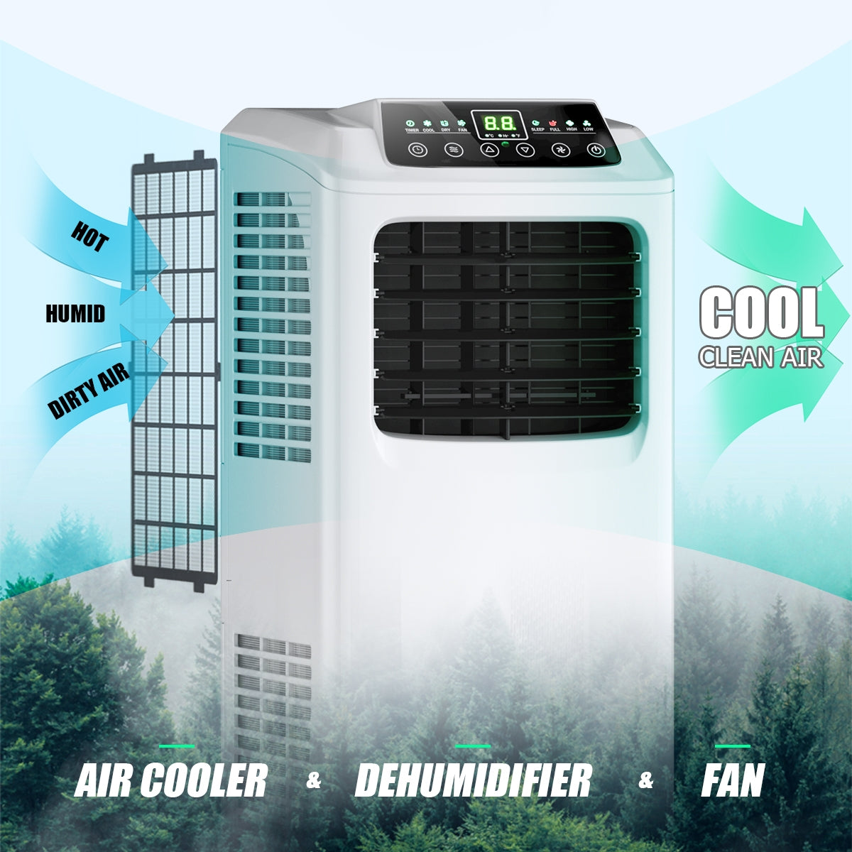 SUGIFT 9000 BTU Portable Air Conditioner with Built-in Dehumidifier and Remote Control