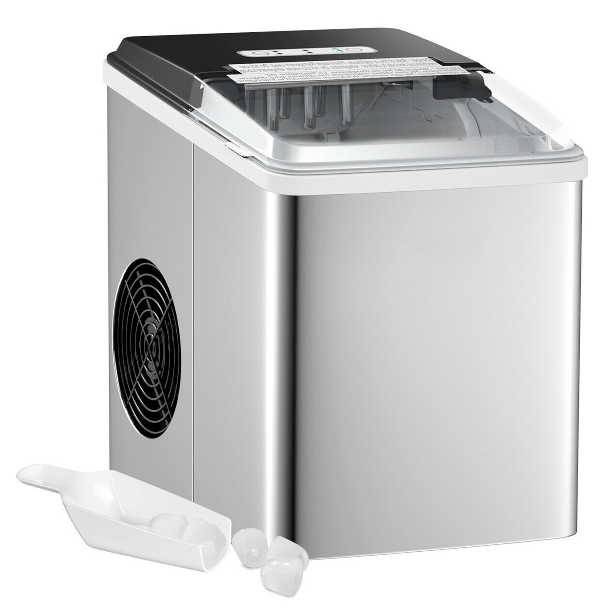 SUGIFT Stainless Steel 26 lbs/24 H Self-Clean Countertop Ice Maker Machine