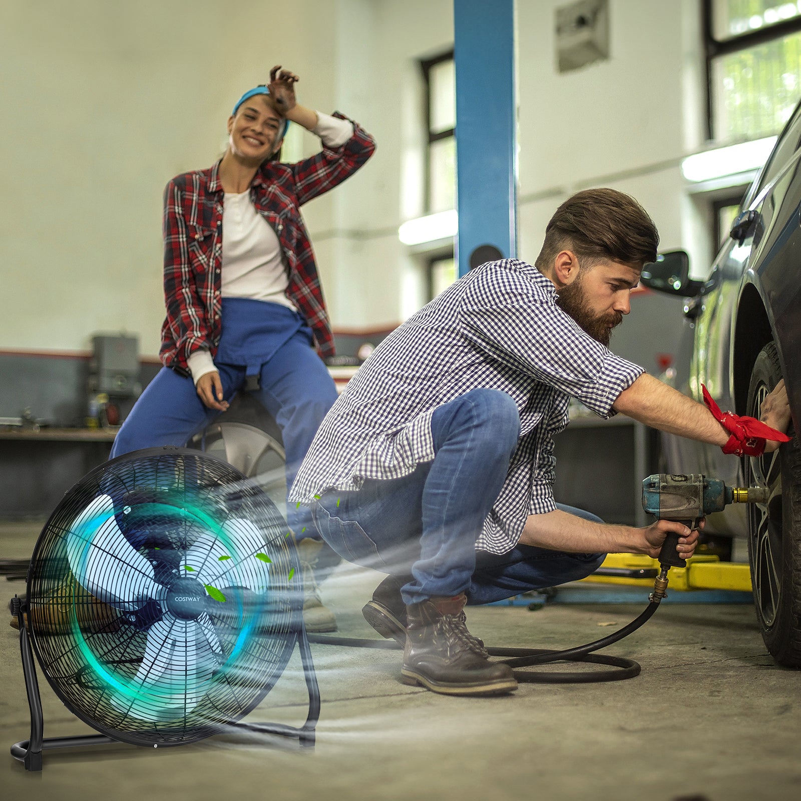 3-Speed High Velocity Floor Fan with Adjustable Tilt Angle and Handle