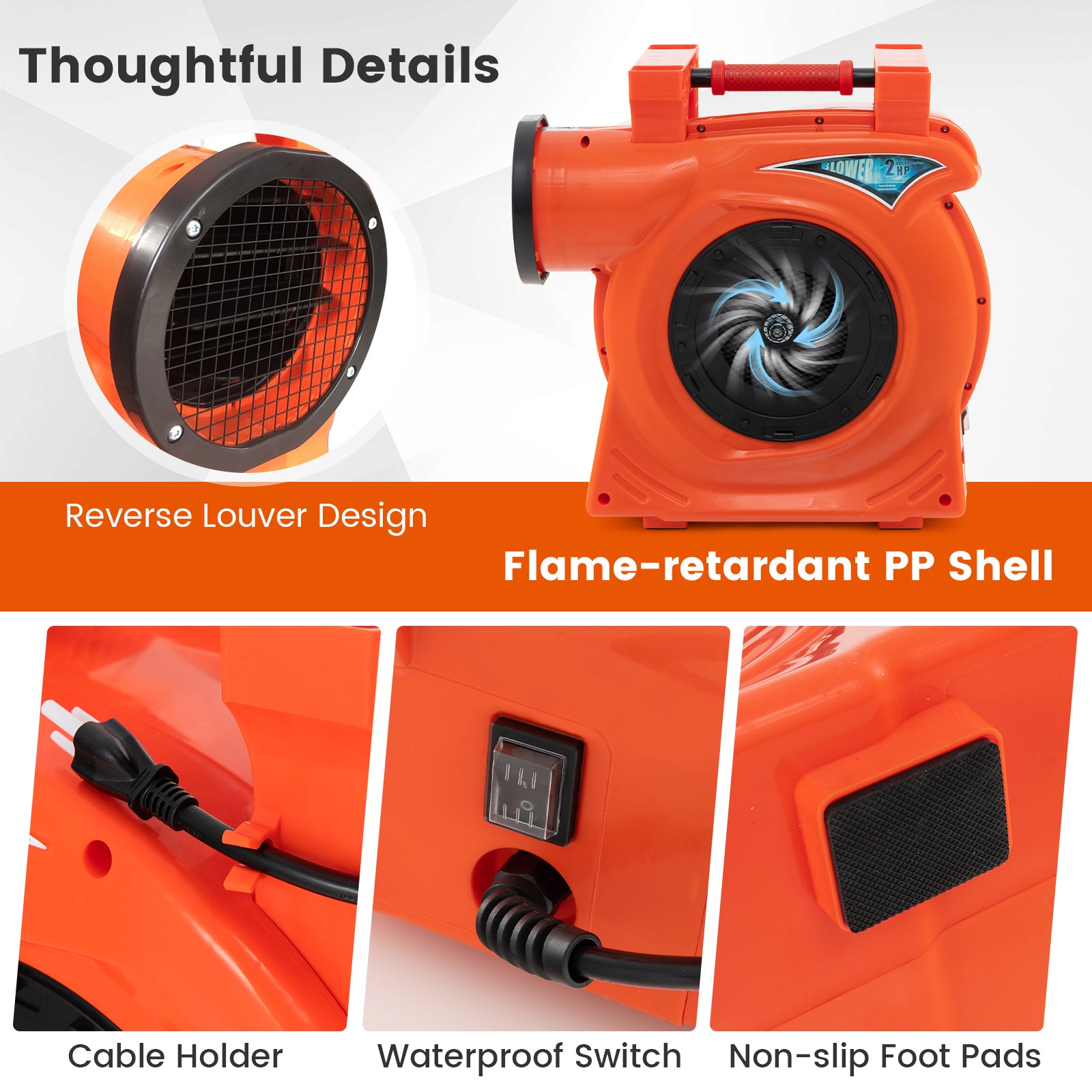 1500W 2 HP Commercial Air Blower for Giant Outdoor Inflatable Bounce House