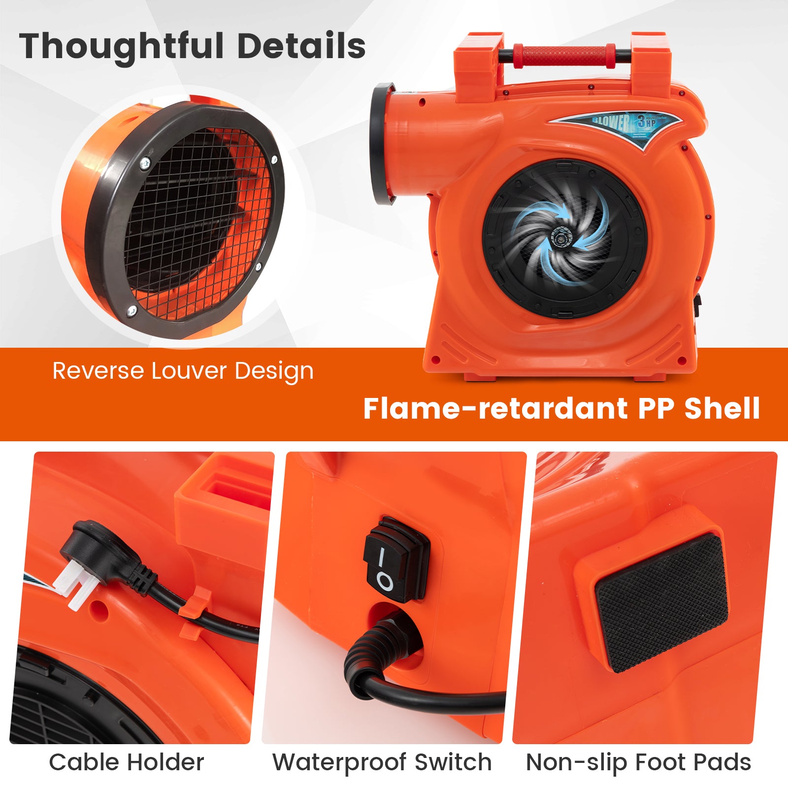 2200W 3 HP Commercial Air Blower for Giant Outdoor Inflatable Bounce House