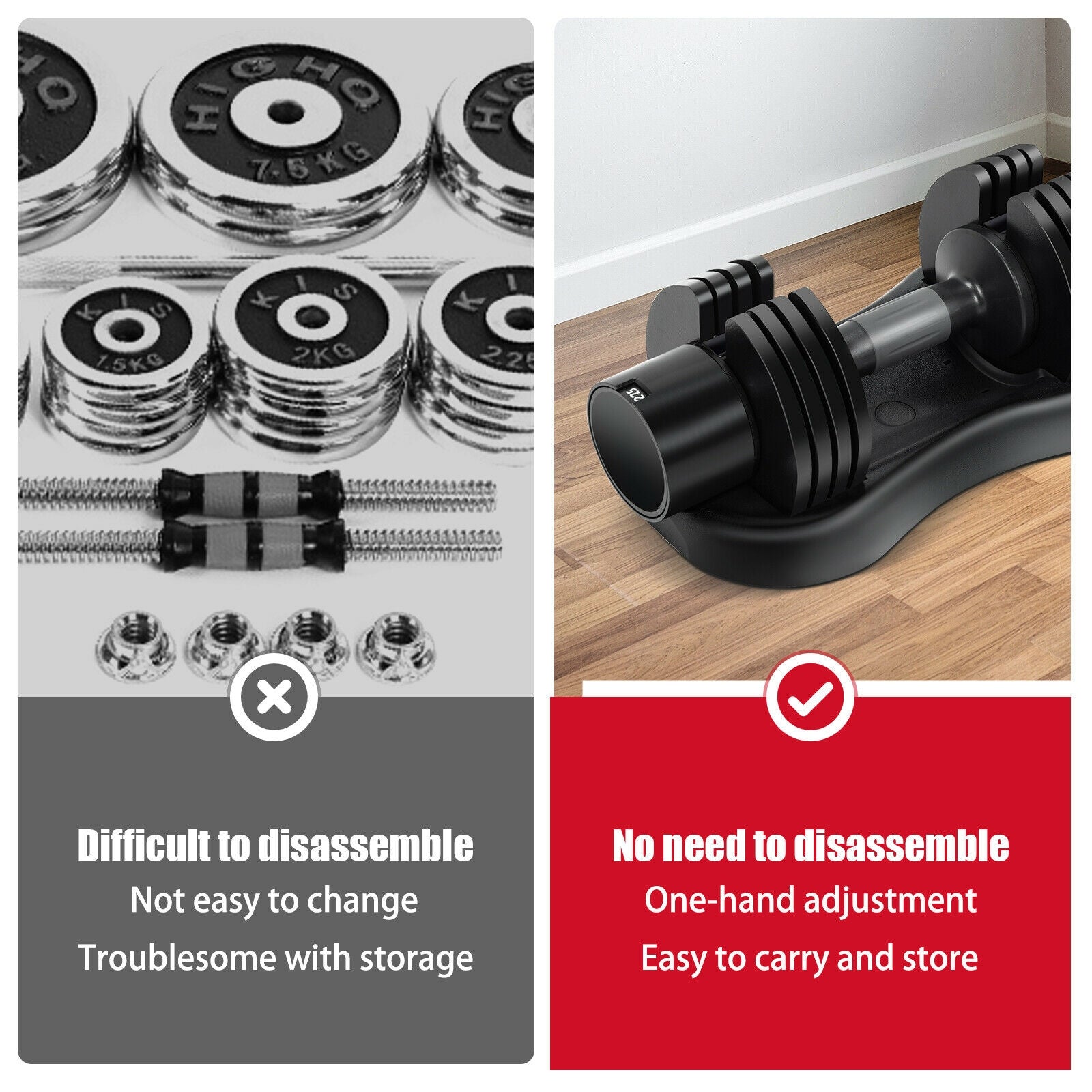 27.5 LBS 5-in-1 Adjustable Dumbbell for Gym Home Office