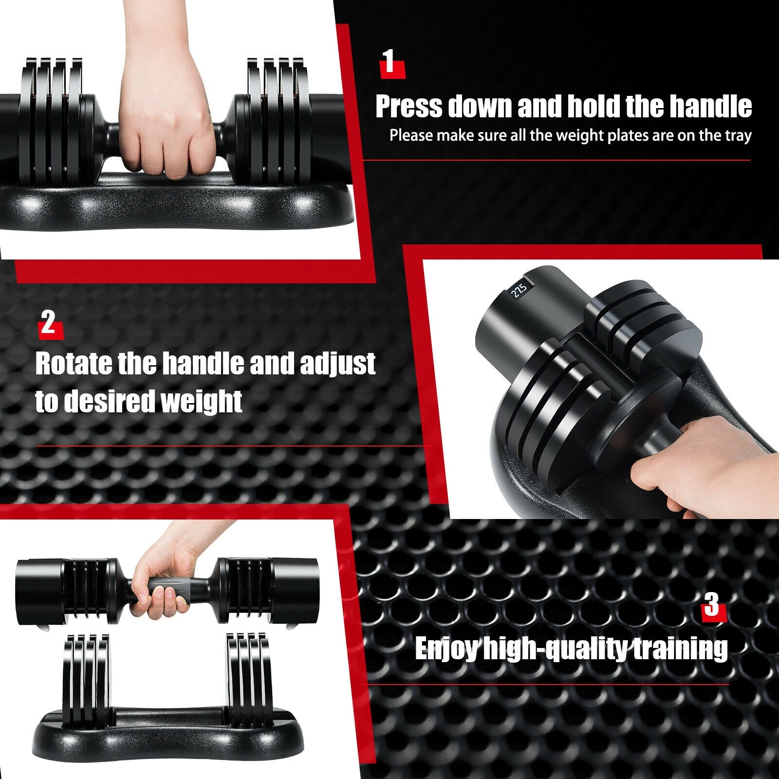 27.5 LBS 5-in-1 Adjustable Dumbbell for Gym Home Office