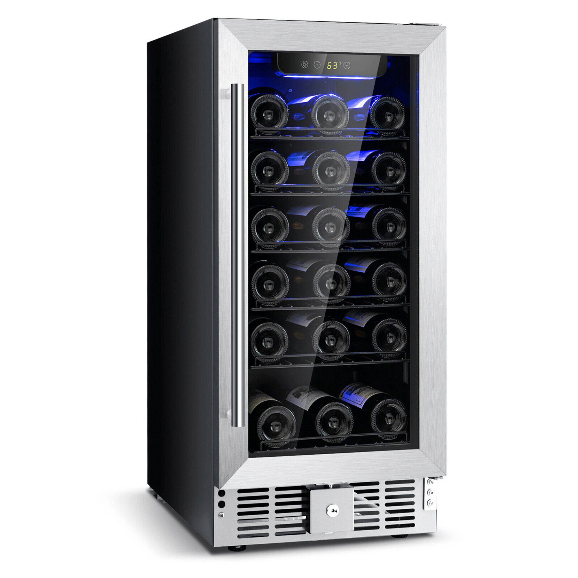 SUGIFT 15 Inch 30-Bottle Wine Cooler with Temperature Memory
