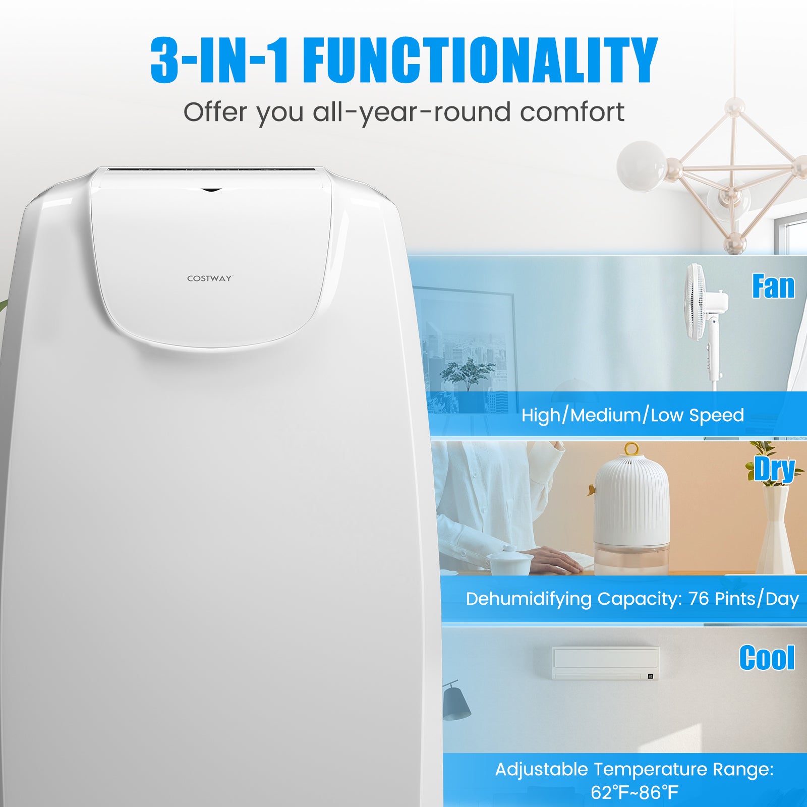 11500 BTU Dual Hose Portable Air Conditioner with Remote Control