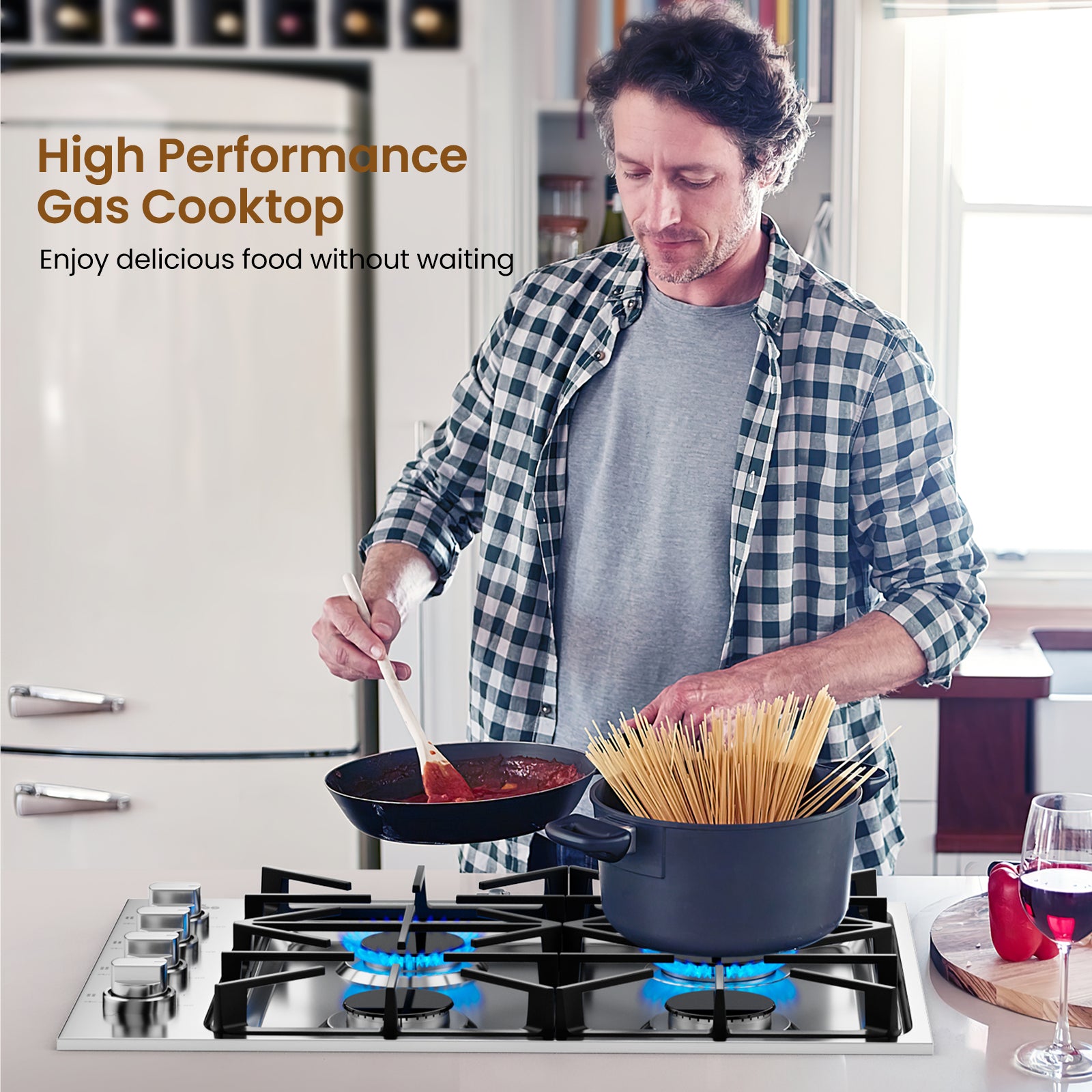 SUGIFT 30 Inch Gas Cooktop with 4 Powerful Burners and ABS Knobs