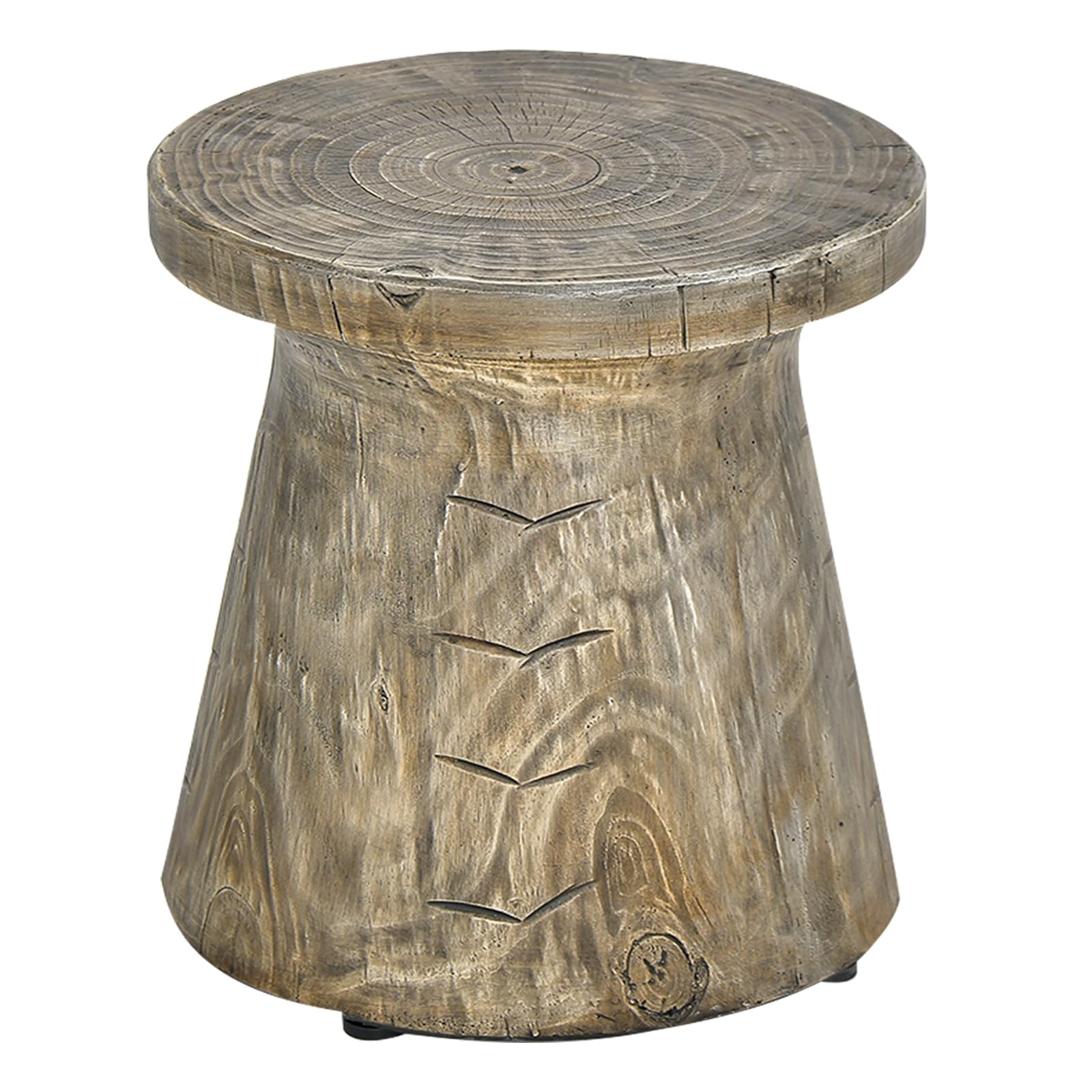Weather Resident Rock End Table with Wood Grain for Living Room
