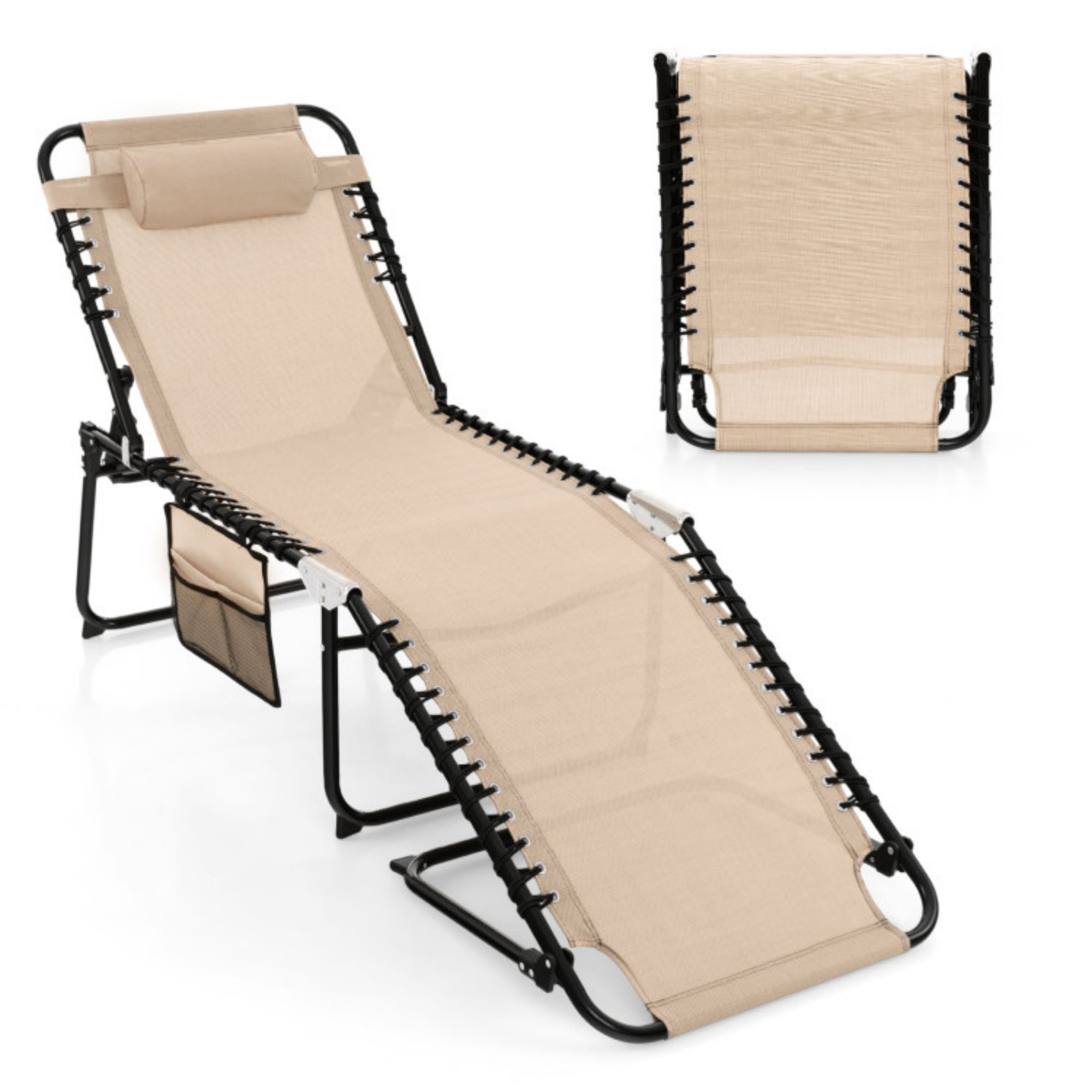 SUGIFT Foldable Recline Lounge Chair with Adjustable Backrest and Footrest