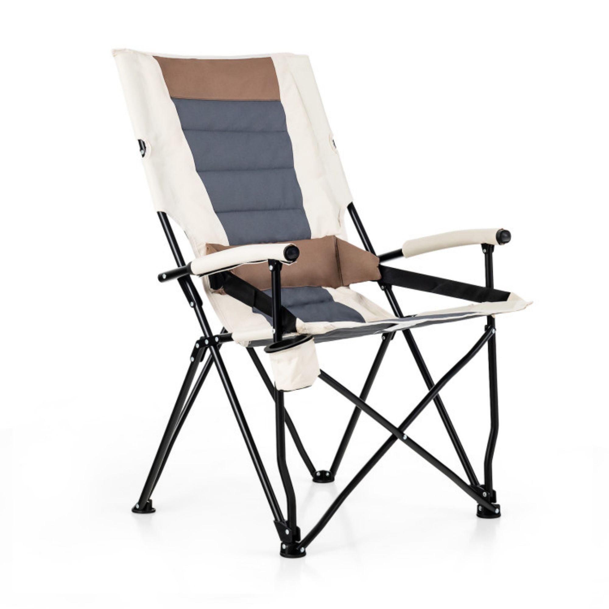 SUGIFT Folding Camping Chair with Cup Holder Armrest and Lumbar Pillow