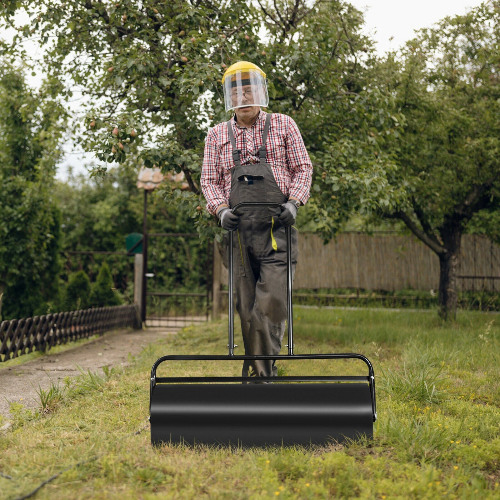 36 x 12 Inch Tow Lawn Roller Water Filled Metal Push Roller