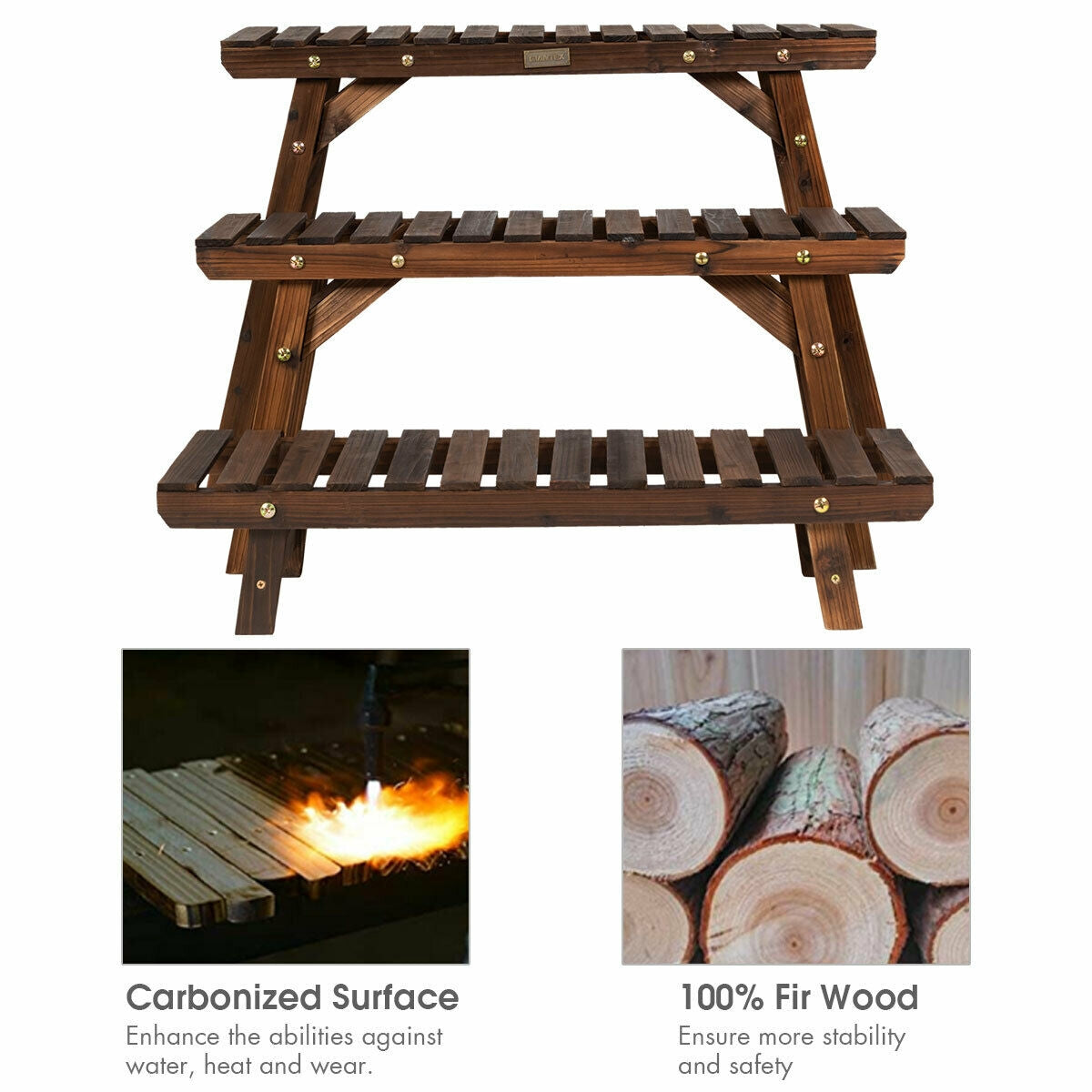 3 Tier Step Design Plant Shelf Rack