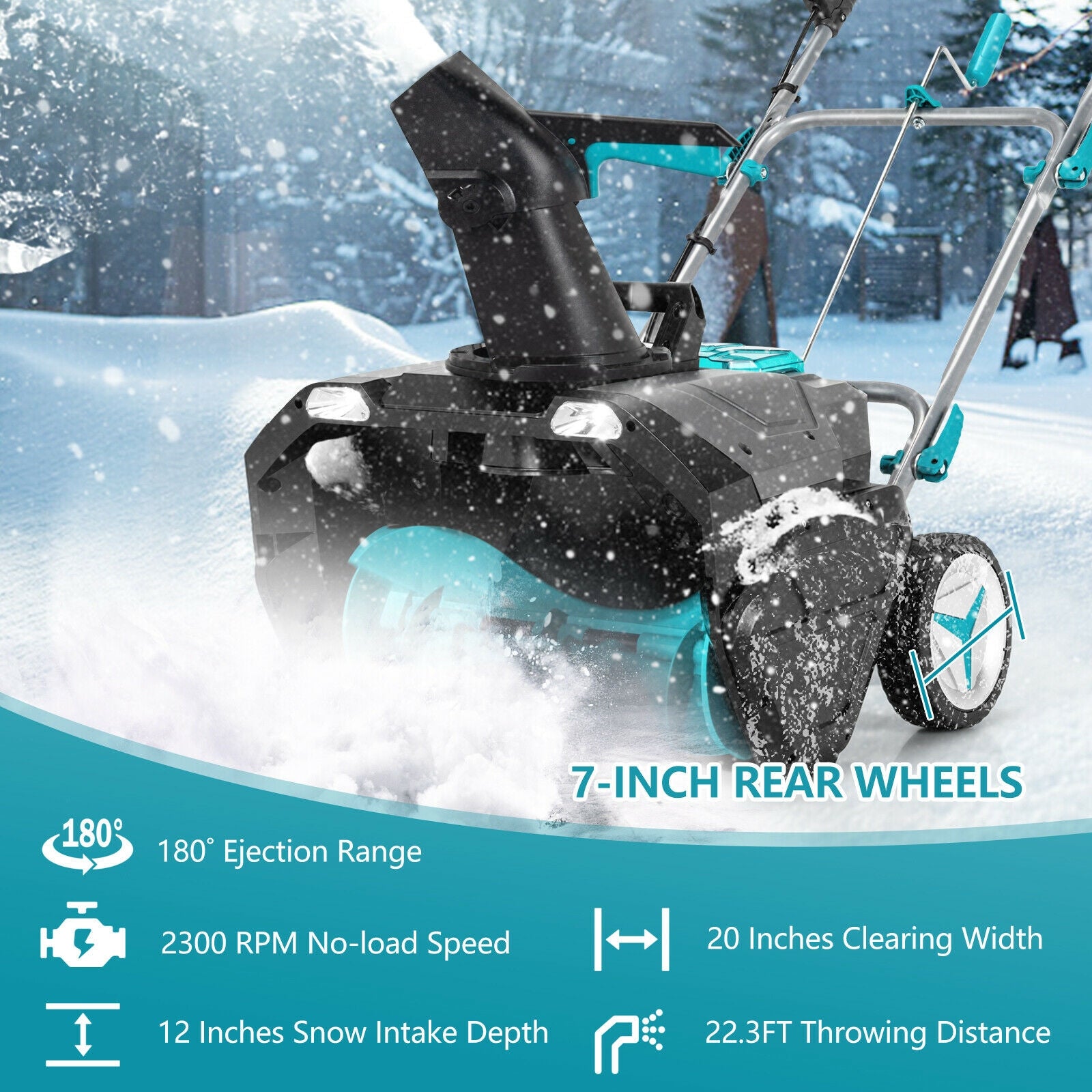 20 Inch Cordless 2 x 4.0Ah 40V Battery-Powered Snow Thrower