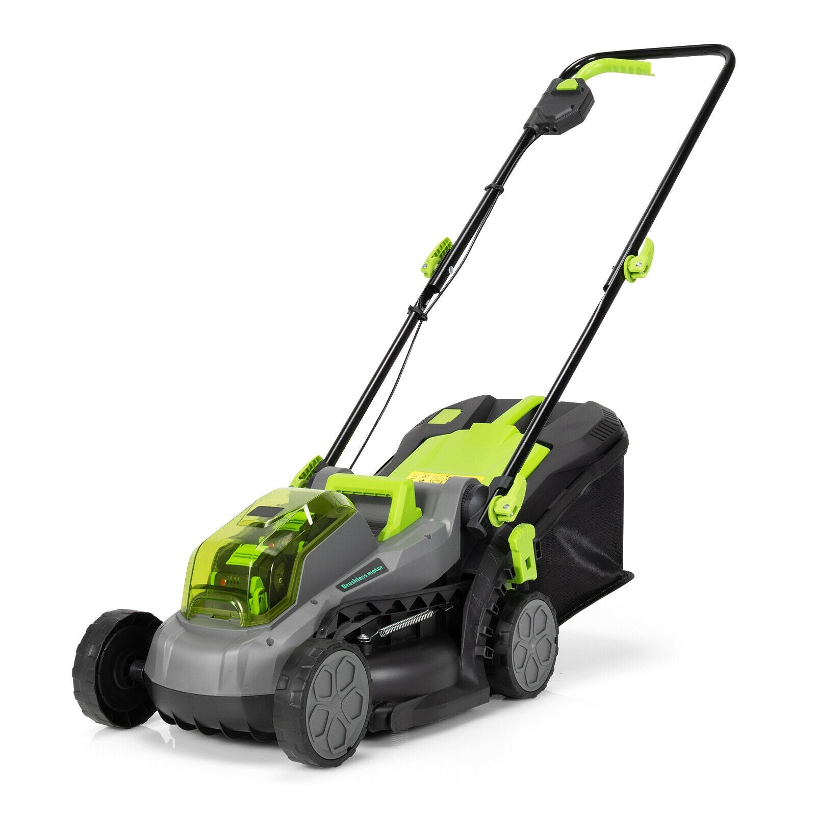 13 Inch Cordless Lawn Mower with Brushless Motor 4Ah Battery and Charger-Green