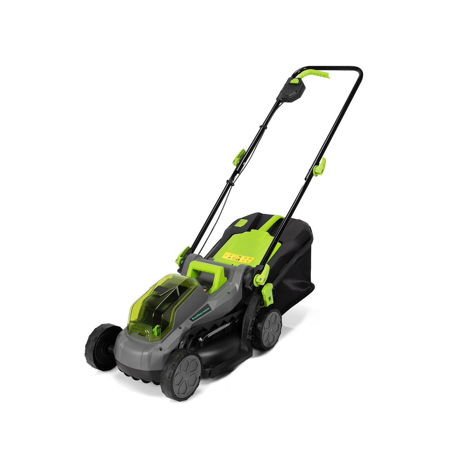 13 Inch Cordless Lawn Mower with Brushless Motor 4Ah Battery and Charger-Green