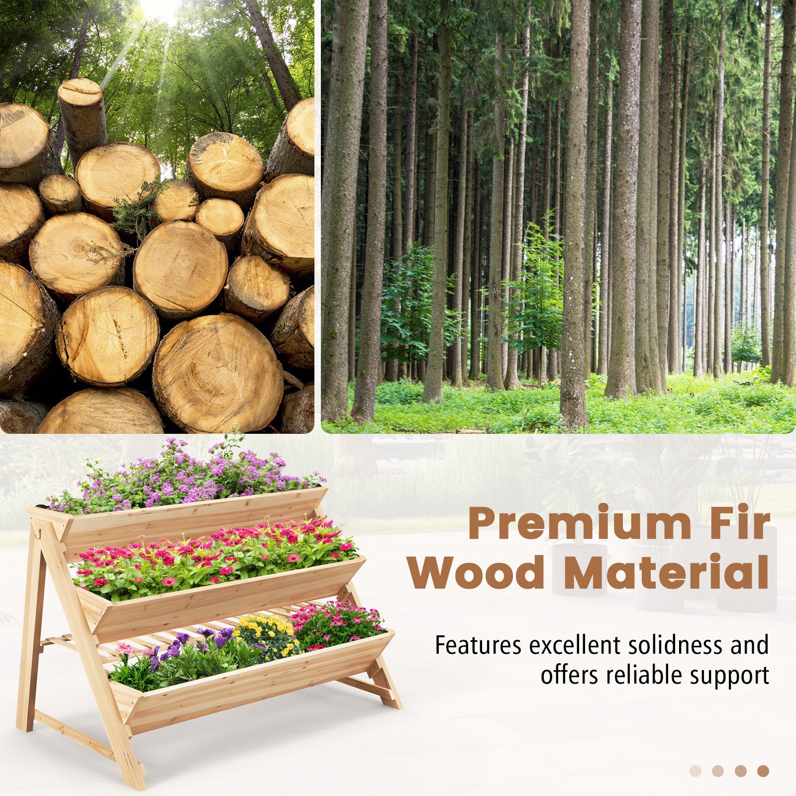 3-Tier Garden Bed with Storage Shelf? 2 Hanging Hooks and 3 Bed Liners