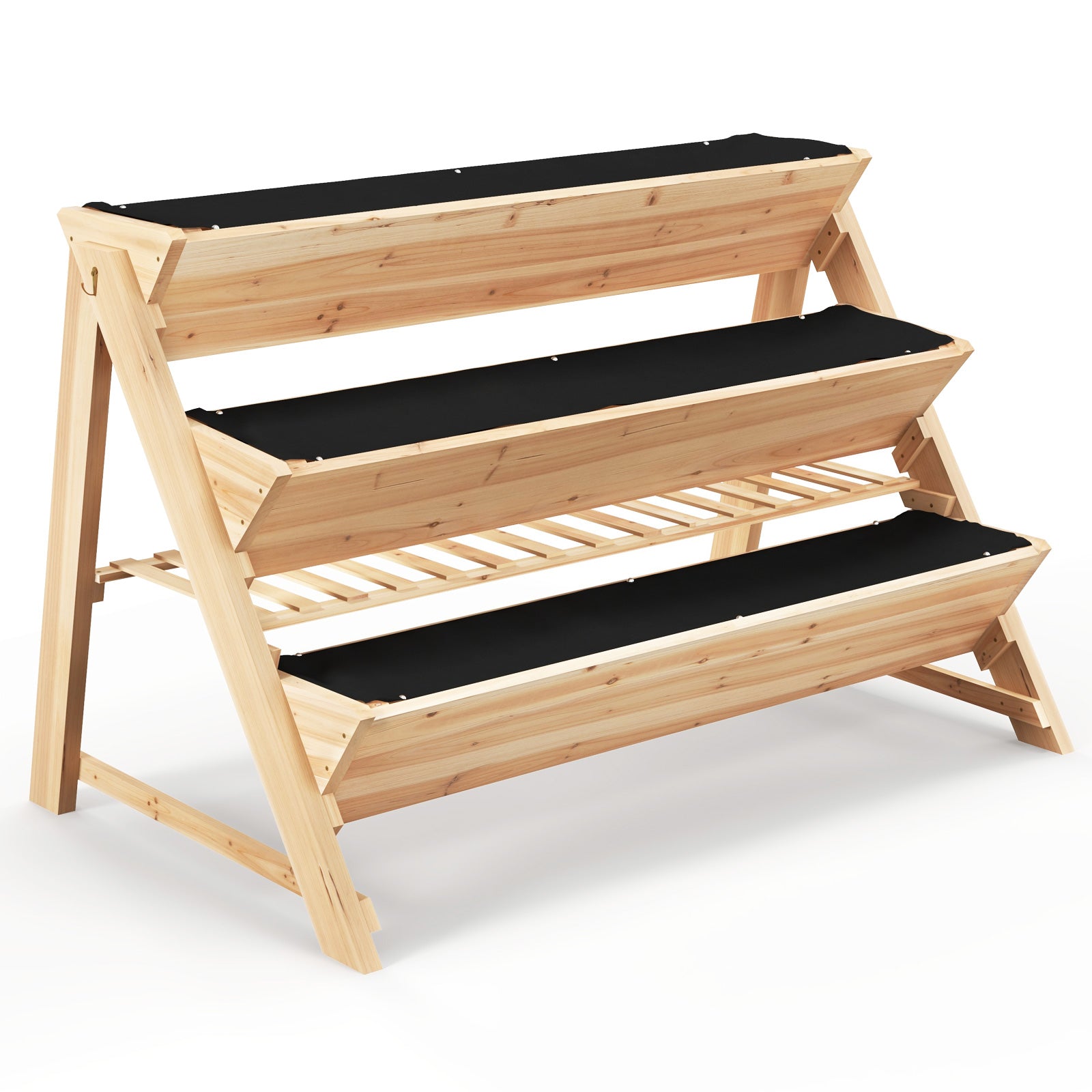 3-Tier Garden Bed with Storage Shelf? 2 Hanging Hooks and 3 Bed Liners
