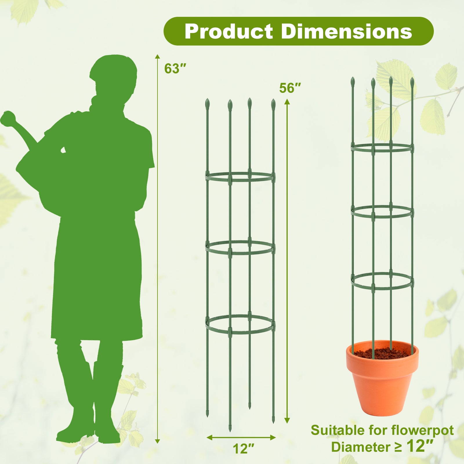 2-Pack Garden Trellis Tomato Cage with Adjustable Height