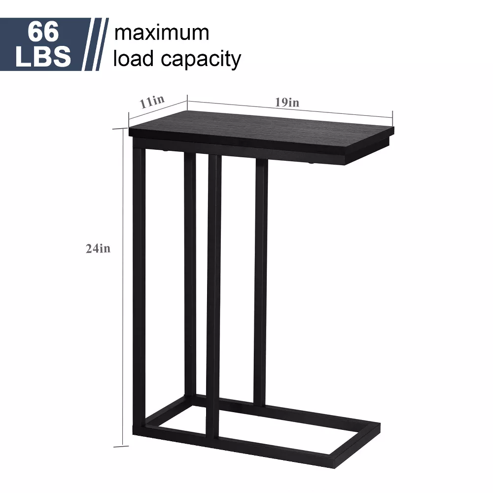 SUGIFT Wooden Side Table Slat End Table