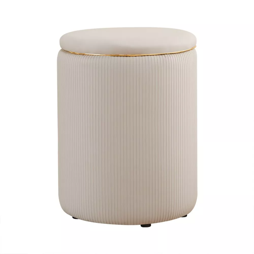 SUGIFT Round Upholstered Ottoman with Storage