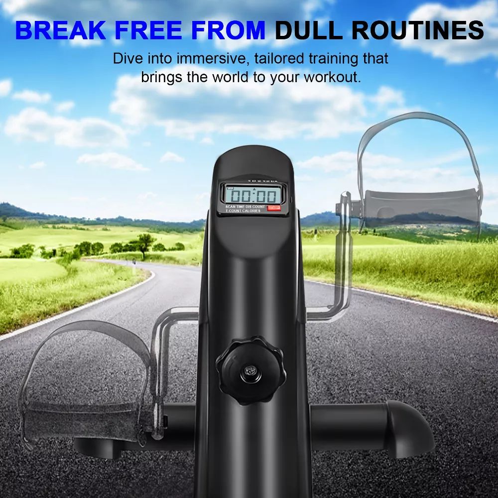 Under Desk Elliptical Machine Compact Under Desk Bike Pedal Exerciser with Electronic Display, Mini Portable Foot Cycle