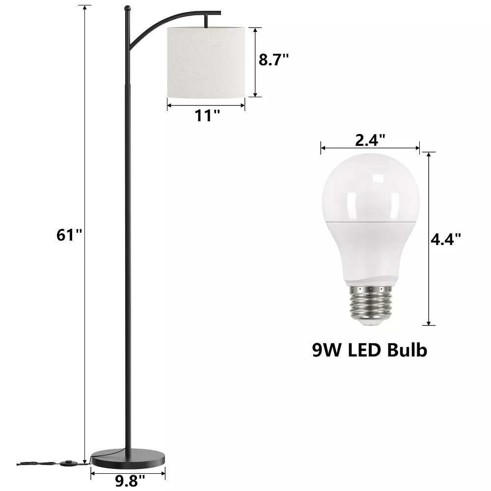 SUGIFT Metal Arc Floor Lamp with 3 Color Temperatures LED Bulb