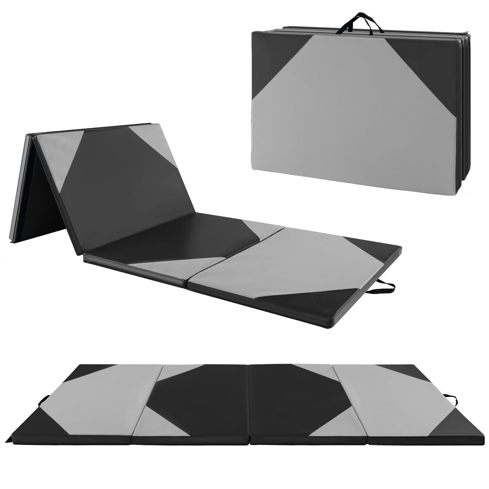 10 Feet x 4 Feet x 2 Inch Folding Exercise Mat with Hook and Loop Fasteners